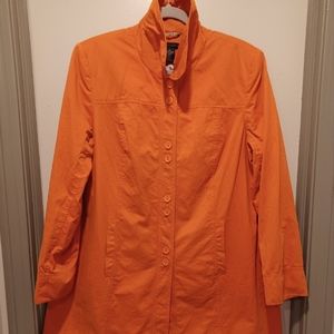 Madison Studio Women's Orange Suede Stitched Button Front Jacket Pockets Size XL